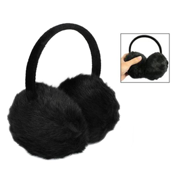 

lady woman headband black faux fur winter ear cover earmuffs, Blue;gray