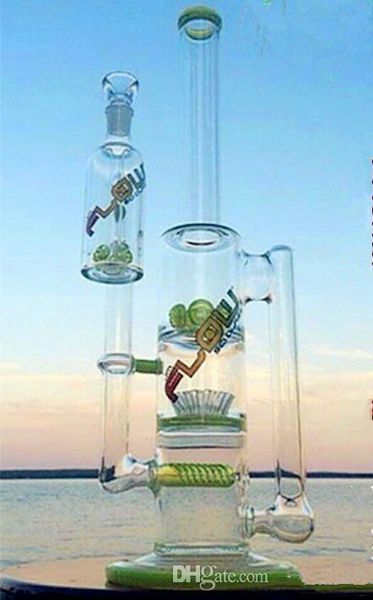 Recycler FLOW Pipa ad acqua in vetro Narghilè Bong Sprinkle Perc Percolatore in linea Oil Dab Rigs con Ash Catcher Giunti da 14 mm