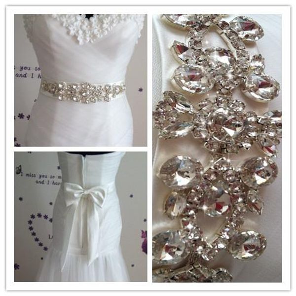 

handmade stunning bridal sash 2015 sparkly luxurious crystal rhinestone wedding belt, White