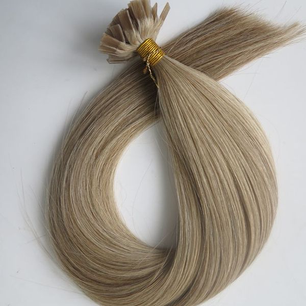 

150g 1set=150strands pre bonded flat tip hair extensions 18 20 22 24inch m8&613 color brazilian indian remy keratin human hair, Black
