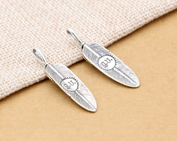 

brand new 925 sterling silver fashion jewelry anti silver with gold two tone plating eagle's eye and feather necklace pendant without c