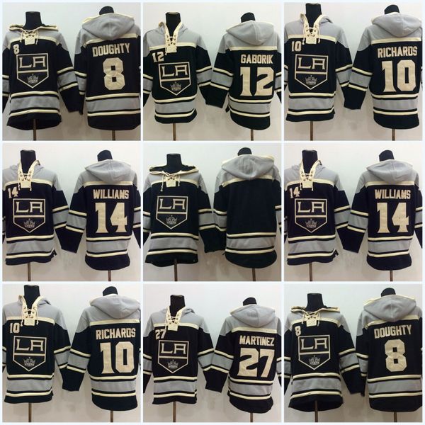 

8 Drew Doughty Los Angeles Kings Jersey 27 Alec Martinez 10 Mike Richards 12 Marian Gaborik Men's Hoodie Sweater Hockey Jersey