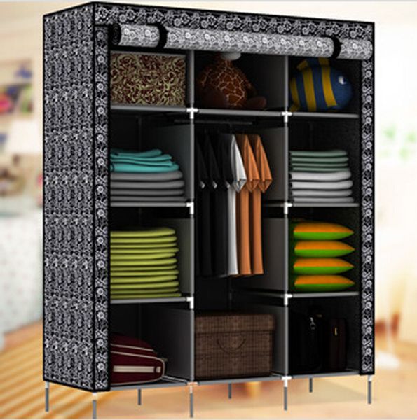 

Free Shipping! New Large Portable Closet Storage Organizer Wardrobe Clothes Rack With Shelves