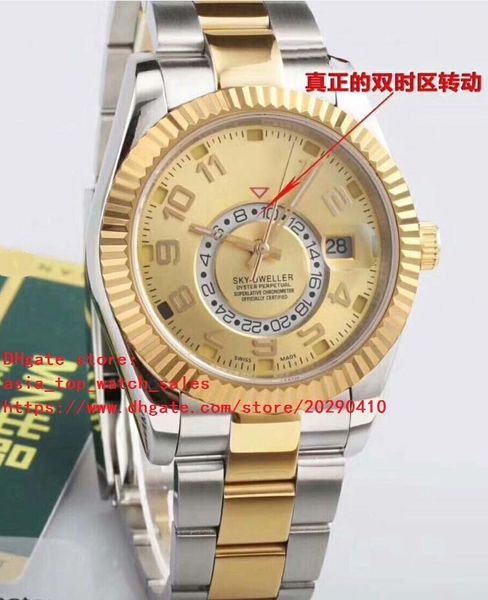 

2 цвета последняя версия высокое качество часы 9001 движение 42 мм 18 k золото SKY-DWELLER 326