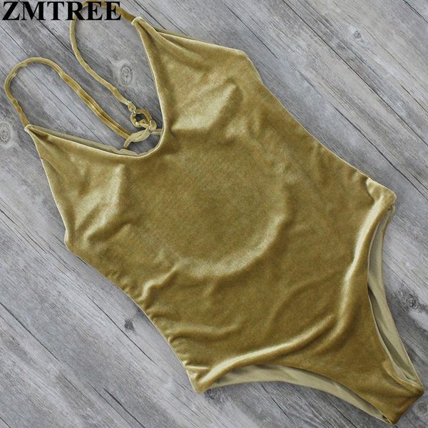 All'ingrosso- ZMTREE 2017 Costume da bagno in velluto più nuovo Costumi da bagno donna Costume intero Costume da bagno monokini senza schienale Costume da bagno donna Costume da bagno