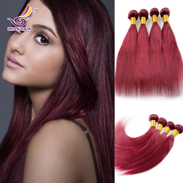 7A capelli vergini europei 4 pz / lotto 99J capelli lisci bordeaux tessitura estensioni dei capelli umani vino rosso vergini fasci di capelli remy spedizione gratuita