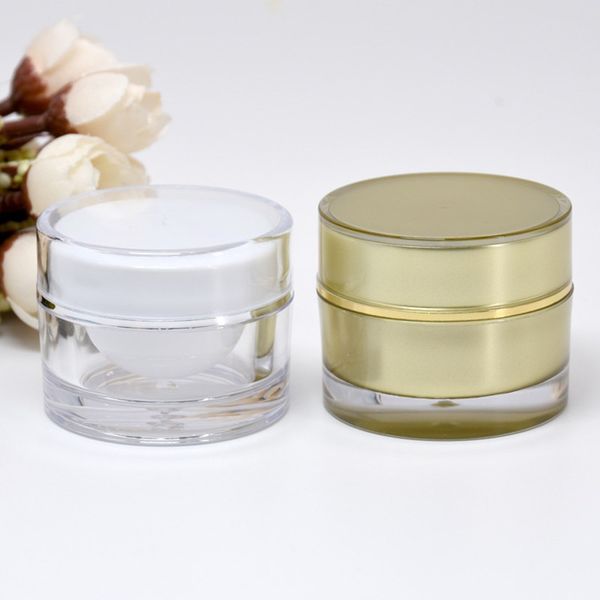 

10g 15g 20g round acrylic jar white gold jar container empty cream jar plastic cosmetic packaging bottle f20172327