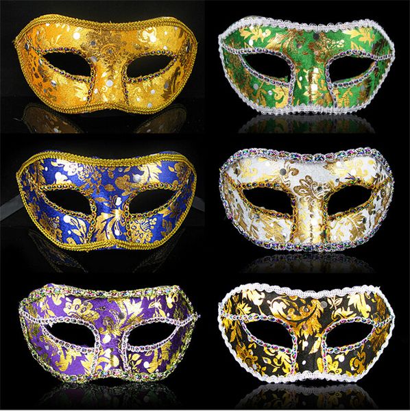 DHL kargo 42 ADET Yarım Yüz Maskesi Cadılar Bayramı Masquerade maske erkek, Venedik, İtalya, flathead dantel parlak bez maskeleri, prenses kadın yarım yüz