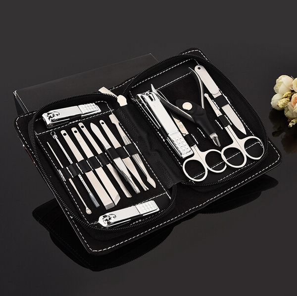 

15 in 1 manicure set professional nail clipper finger plier nails art beauty tools scissors knife gift for you