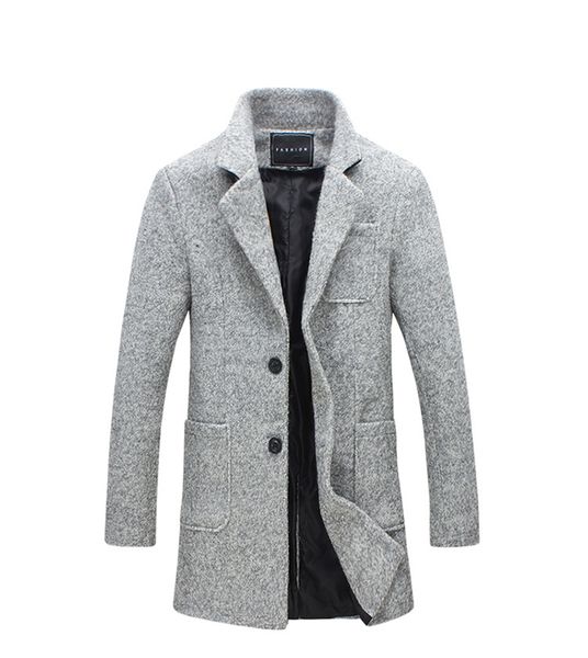

wholesale- 2017 new long trench coat men windbreak winter fashion mens overcoat 40% wool quality thick warm trench coat male jackets 5xl, Tan;black