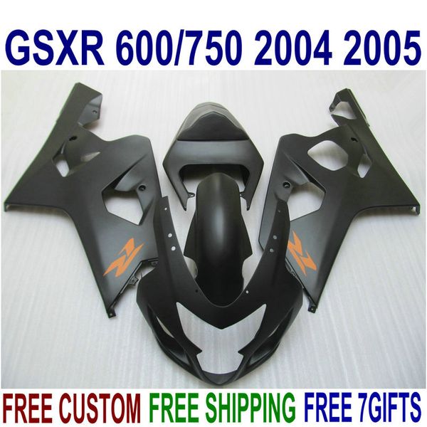 

fairings bodywork set for suzuki gsxr600 gsxr750 04 05 k4 gsx-r 600/750 2004 2005 all matte black plastic fairing kit qe60