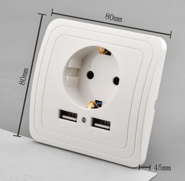 

2018 new crystal glass panel dual usb charging port 2.1a wall charger adapter 16a eu for home / l / business officer