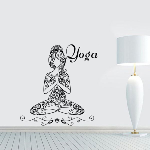 Yoga Lotus Pose Wall Stickers Words Gym Wall Decor Vinyl Wall Decals Home Interior Design Bedroom Studio Window Dorm Art Murals Quote Stickers For