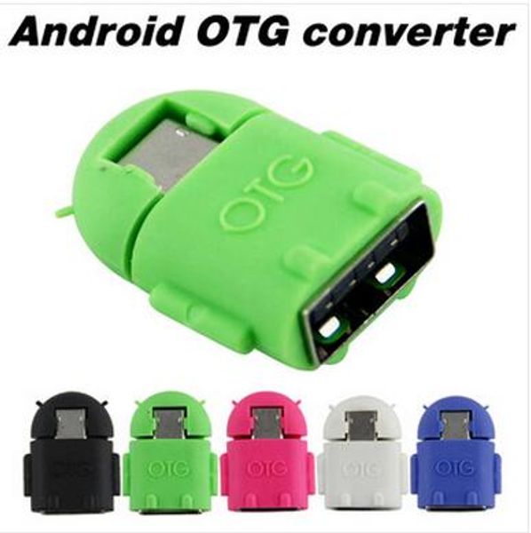 Cavo adattatore Micro Mini USB OTG per Samsung Galaxy S3 S4 HTC Tablet PC MP3 MP4 Smart Phone Multi Color Android Robot Shape