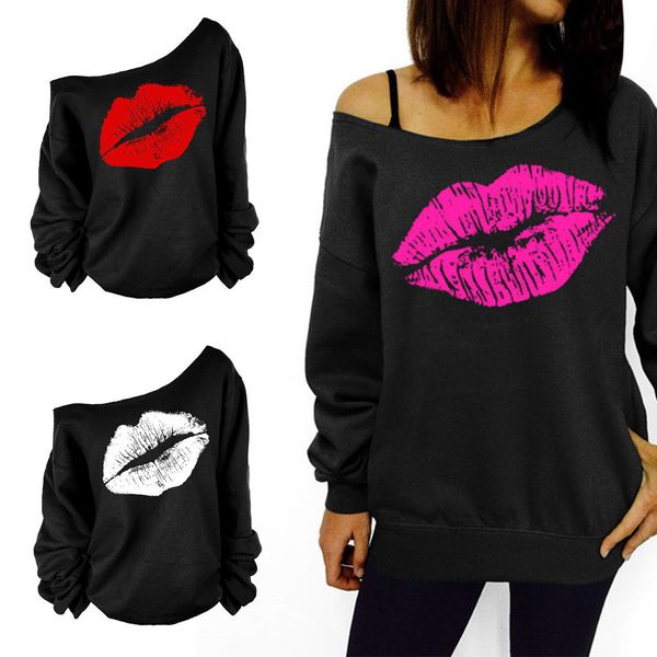 

2019 женская мода кофты Сексуальная Красная Роза Белый большие губы якорь печатных