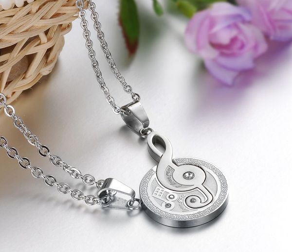 Collana precipitosa vendita calda nota musicale collane con ciondolo amanti collana a catena memoriale ricordo coppie gioielli di fascino per uomini donne gratis