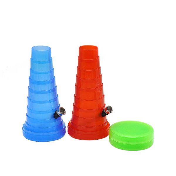 HONEYPUFF TUBO DA VIAGGIO pieghevole Bong Acrilico Flessibile Bicchiere da acqua One Hitter Metal Grinder Rolling Vassoio all'ingrosso