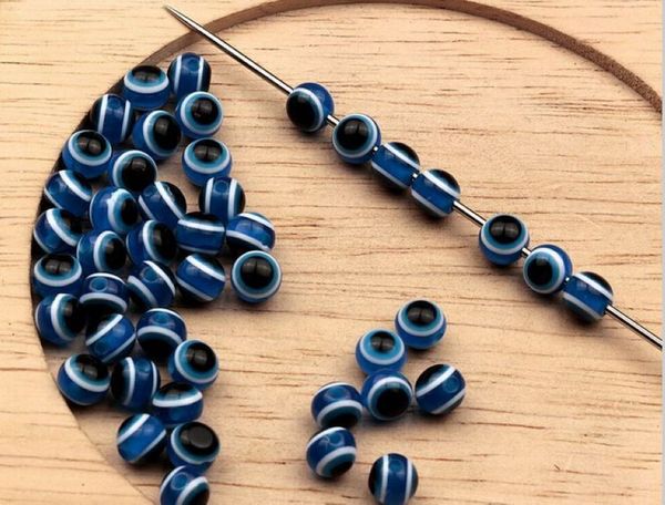 Quente! 1000 pcs Azul Acrílico Kabbalah Olho do Mal Bola Rodada Spacer Beads 4.5mm / 5mm / 6mm / 8mm DIY jóias