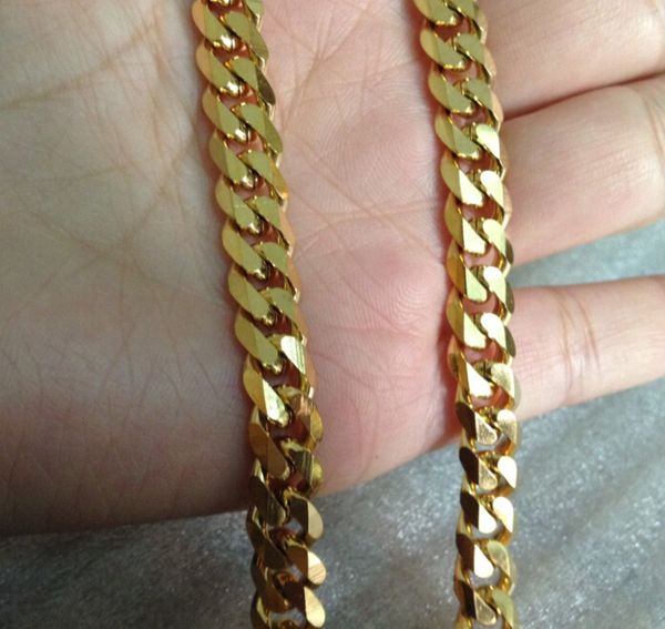 XMAS / PRESENTES de Namorados Banhado A Ouro de Alta Qualidade Pure aço Inoxidável Encantador Curb Chain link Colar Moda Feminina Homens Jóias 8mm 24 ''