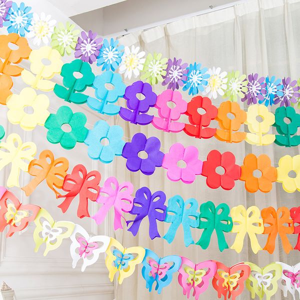 

Butterfly/Flower Wedding Party Flowers Banners Scroll Color Birthday Gift Beautiful Hanging Flags Scroll Garland Festive Party Supplies