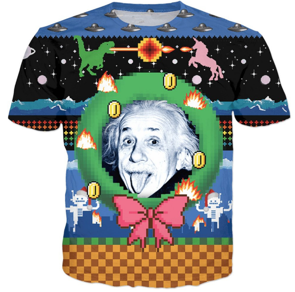 

fashion men/women einstein christmas summer style funny 3d print casual t-shirt s--5xl aa711, White;black