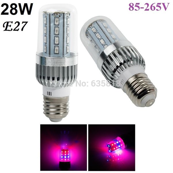 

wholesale-28w e27 20red/8blue ac85-265v 18w/43w/54w/60w led grow corn light lamp for flowering plants and hydroponics ing