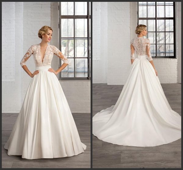 vestido novia escote v manga larga – vestidos de noche