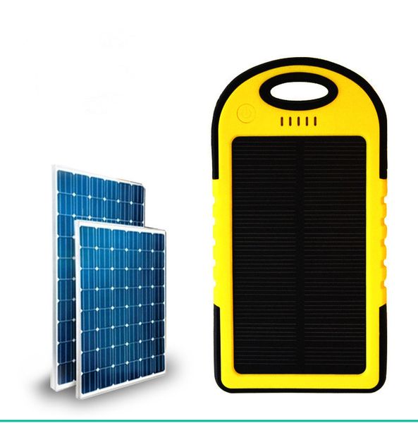 Bancos de energia de 5000mAh carregador solar e painel solar de bateria portátil para câmera de laptop para celular MP4 com lanterna à prova de choque à prova d'água à prova d'água
