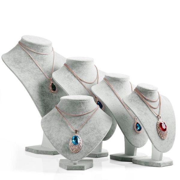 

Grey velvet neck helf model necklace pendant holder mannequin bu t jewelry di play torage tand