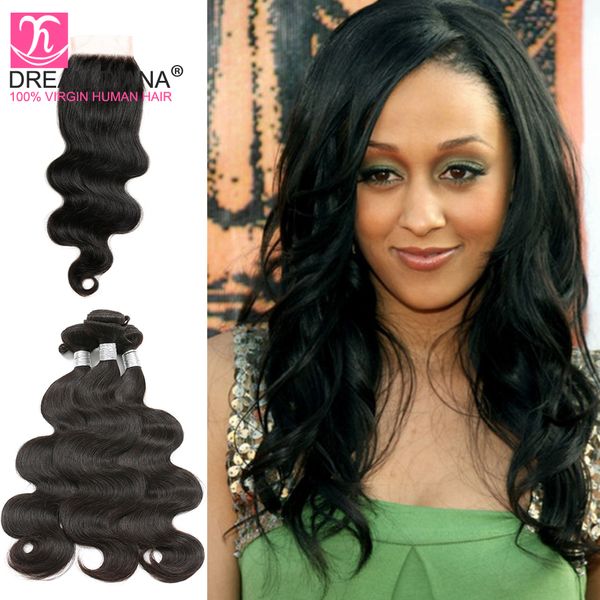7a Body Wave 3 Bundles Brazilian Hair Weaves Closure Brazilian