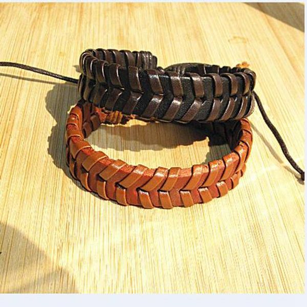 

Mens неподдельные кожаные браслеты Wrap Bangle с плетеным шнуром браслета способа ювели