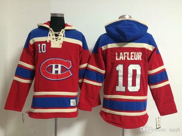 

montreal canadiens old time hockey jerseys 10 guy lafleur red hoodie pullover sweatshirts winter jacket, Black;red