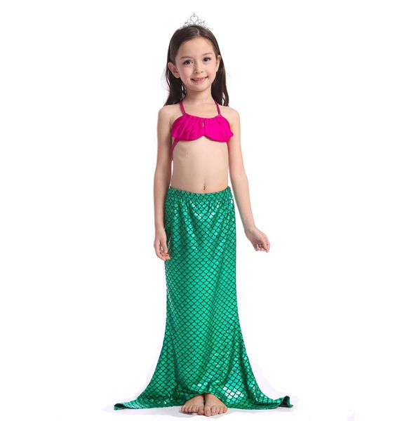 spiaggia 120pcs lotto ragazza smerlato lucido sirena a tre pezzi di costumi da bagno bikini