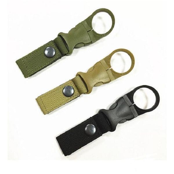 Neue Outdoor Taktische Nylon Gurtband Schnalle Haken Wasser Flasche Halter Clip EDC Klettern Karabiner Gürtel Rucksack Aufhänger Camp