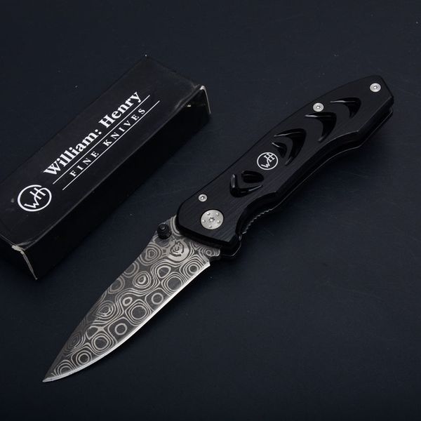 

Aluminium Alloy Handle William Henry F23 Tactical Folding EDC Pocket Knife Damascus Laser Pattern Blade Gift Knife D224Q