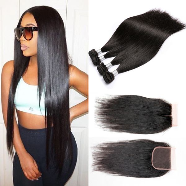 

Malay ian traight hair weave with lace clo ure 4 bundle 8a unproce ed malay ian virgin human hair bundle deal natural color 350g lot