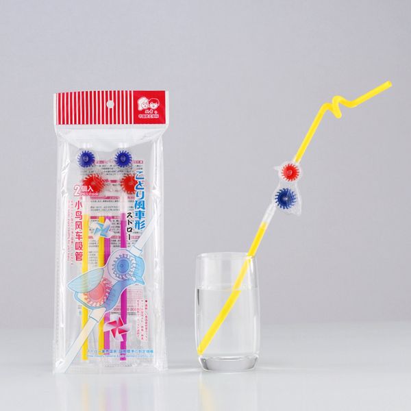 

Lovely Bird Windmill Drinking Straw Cartoon Party Decor Color PP Straw Eco Friendly Children Gift Toys SD972
