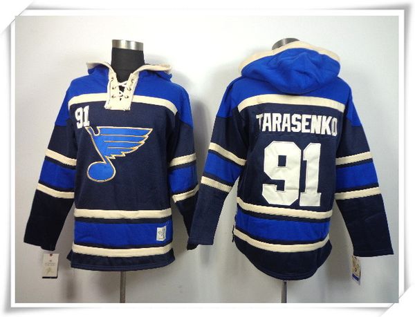 

Ice hockey hoodie jer ey blue men 91 tara enko 16 hull 42 backe blue titching jer ey port jer ey mix order, Black;red