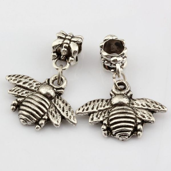 

100 pcs antique silver bees charms charm pendant for jewelry making bracelet necklace diy accessories 28*21mm, Bronze;silver