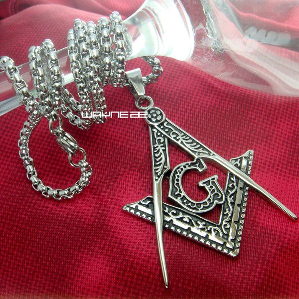 

gold filled sculpture asonry masonic mason pendant chain necklace n282, Silver