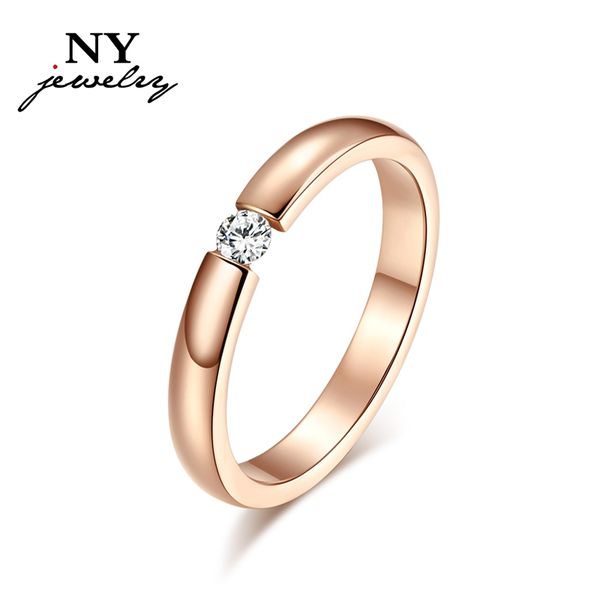 

new fashion rose gold plated cz ring engagement wedding ring stainless steel women jewelry ing, Silver