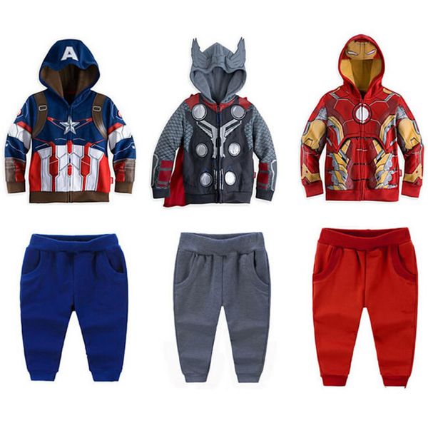 

Super Hero Baby Boys Комплекты с капюшоном Одежда Мстители Детский мультфильм Куртки Пидж