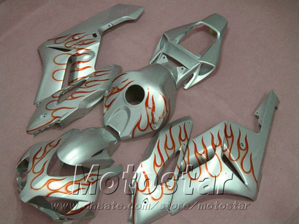 

injection mold motorcycle fairing kit for honda 2004 2005 cbr 1000r red flames in silver aftermarket cbr1000rr 04 05 fairings set xb16
