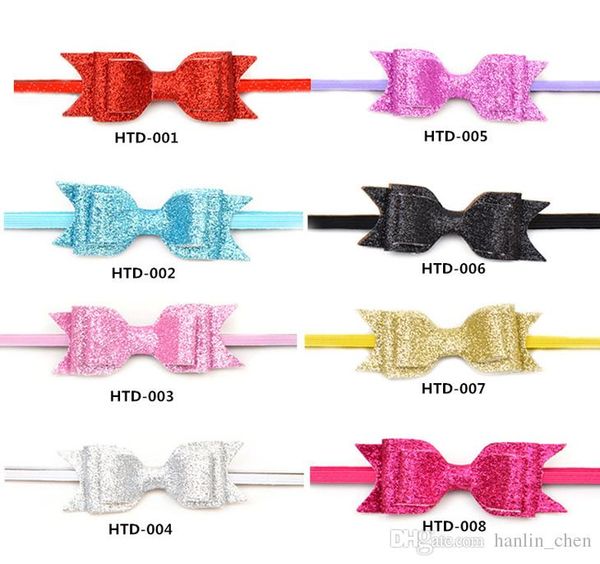 

2018 продажа новое прибытие сладкий 9 цветов детские аксессуары для волос дети лук группа блестящие блестки бантом ленты оголовье девушки го