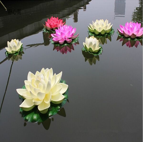 Diametro di 29 CM Simulazione Fiore di Seta Artificiale Acqua Galleggiante Loto Per Forniture per la Decorazione di Nozze per la Casa delle Vacanze