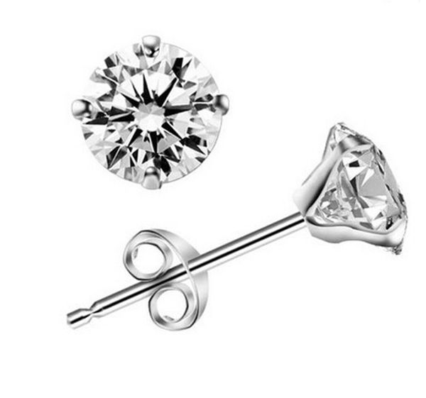 

Wholesale 4 Claw Cubic Zriconia Stud Earrings 100% Guaranteed Solid 925 Sterling Silver Stud Earring With Plasic Back10pcs/lot EO1024