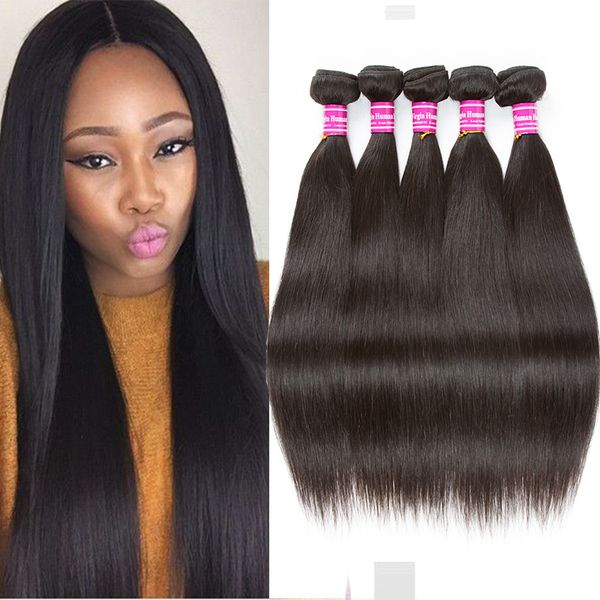 8a Peruvian Straight Hair 5 Bundles Brazilian Indian Malaysian