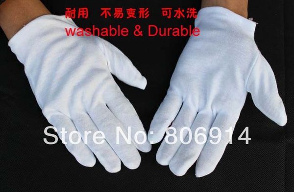 

wholesale-10pairs/lot unisize durable 100% cotton white thickened ceremony gloves working gloves, Blue;gray