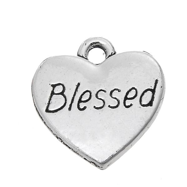 

new fashion easy to diy 20pcs heart shape blessed vinatge charms jewelry making fit for necklace or bracelet, Bronze;silver