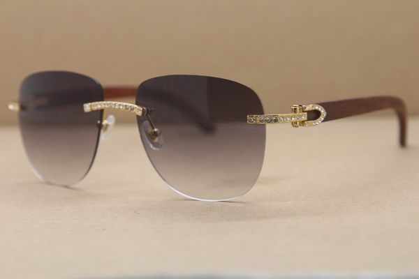

Декор Вуд кадр Rimless Женщины Samll Dianond Солнцезащитные очки очки мужчин известный Decor Вуд кадр очки C Украшение Размер кадра: 53-18-135mm